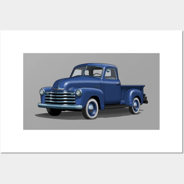 Blue 1949 Chevrolet pick up truck Wall Art by candcretro